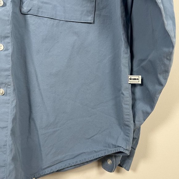 Okuma performance long sleeve‎ blue medium button up fishing shirt logo cotton - Picture 8 of 11